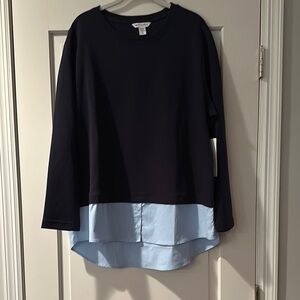 Athleta light sweatshirt with a attached blouse under. NWT